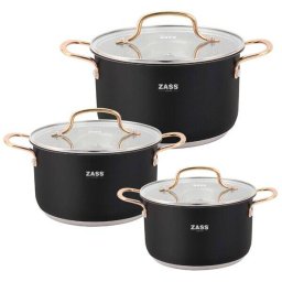 Set Oale Zass Gourmet ZG-SCS 01 Inox Cu Capac 6 Piese Negru