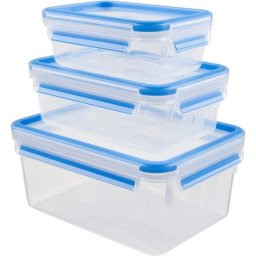 Set 3 Recipiente Emsa Depozitare Alimente 0.55 / 1.0 / 2.3l Transparent/Albastru