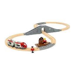 Set De Joaca BRIO Tren De Calatori 16 Piese Lemn Rosu