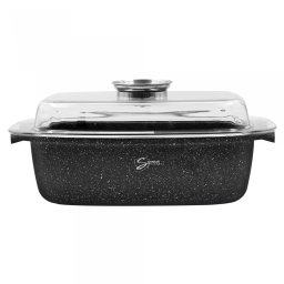Tava Inalta cu Capac Samus TOL323-RC Aluminiu Turnat 5.5L Invelis Marmura Antiaderenta