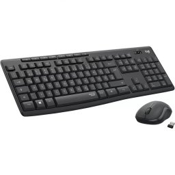 Kit Tastatura si Mouse Logitech MK295 Wireless Silent Touch Optic Layout Germana Grafit