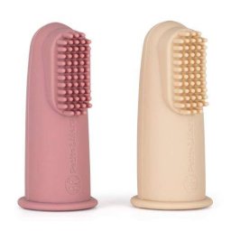 Set 2 Periute de Dinti pentru Deget Petite&Mars cu Peri Moi Silicon Include Cutie Depozitare 0 Luni+ Roz/Bej