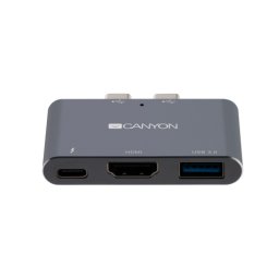 Hub USB Canyon CNS-TDS01DG Pentru MacBook Pro/Air Plug And Play 3In1 Gri