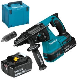 Ciocan Rotopercutor Makita DHR243RTJ cu 2 Acumulatori LXT 5.0Ah 18V si Incarcator in Cutie Transport Albastru/Negru