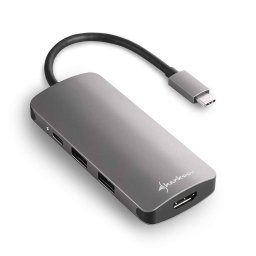 Hub USB Sharkoon USB 3.0 Type C Multiport Adapter - USB-C, HDMI, MicroSD, SD - dark grey