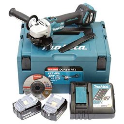 Polizor Makita cordless angle DGA511RTJ, 18 VoltÂ (blue / black, MAKPAC size 2, 2x Li-ion battery 5.0 Ah)