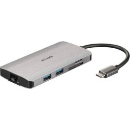 Hub USB D-Link DUB-M810 8 - In - 1 USB - C Hub, docking stationÂ (grey, HDMI, USB-C PD, RJ-45)