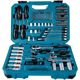 Set Scule de Mana si Accesorii Makita E-08458 87 Piese in Cutie Transport Albastru