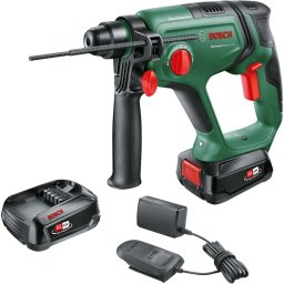 Bosch Bosch Powertools cordless hammer drill UniversalHammer 18V (green/black, 2x Li-ion batteries 2.5Ah, case, POWER FOR ALL ALLIANCE)
