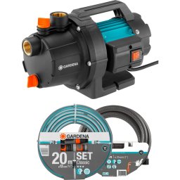 Pompa apa Gardena garden pump 3000/4 BASIC set (turquoise/black, 600 watts, including suction set, classic hose)