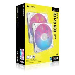 Kit 2 Ventilatoare Corsair iCUE LINK RX140 RGB 2x140MM PWM Alb