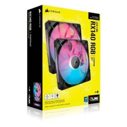 Kit 2 Ventilatoare Corsair iCUE LINK RX140 RGB 2x140MM PWM Negru