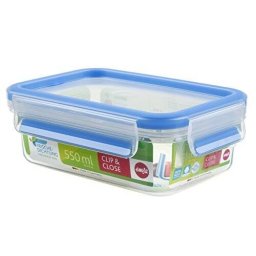 Emsa Clip & Close plastic boxÂ (transparent / blue, 0.55 liter, classical format)