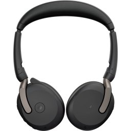 Casti Jabra Evolve2 65 Flex Duo WLC, with charging pad, headset (black, stereo, Microsoft Teams, USB-A, Link380a)