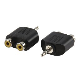 Adaptor WELL Jack Stereo 3.5mm Tata 2xRCA Mama Set 12 Blistere Negru
