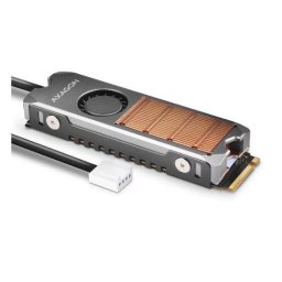 Radiator Activ AXAGON CLR-M2FAN pentru M.2 SSD Suport SSD 80MM Aluminiu Pad-uri Termice Silicon Incluse Argintiu