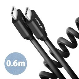 Cablu de Date / Incarcare AXAGON Twister USB-C la USB-C 0.6M USB 2.0 3A Negru