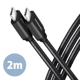 Cablu de Date / Incarcare AXAGON USB-C la USB-C 3.2 Gen 1 Lungime 2M PD 60W 3A Impletit Negru