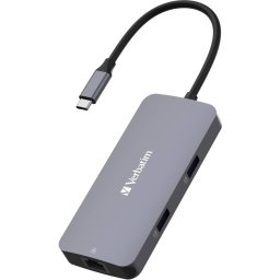 Hub USB Verbatim USB-C Pro multiport hub CMH-05, 5 port, docking station (grey, HDMI, RJ-45, 2x USB-A, USB-C PD)
