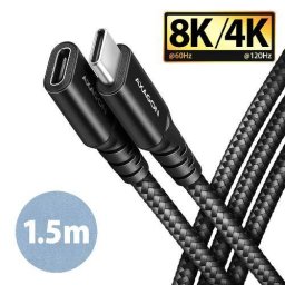 Cablu de Date Prelungitor AXAGON USB-C la USB-C 3.2 Gen 2 240W Matisat Conector Aluminiu 1.5M Negru
