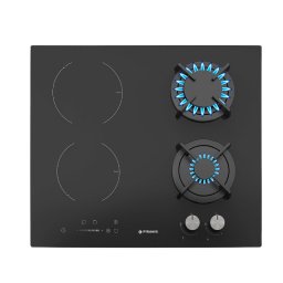 Plita Mixta Pyramis 2 Zone Inductie 2 Arzatoare Gaz 9 Trepte Putere 2300W Booster Slider Touch Control 59cm Negru