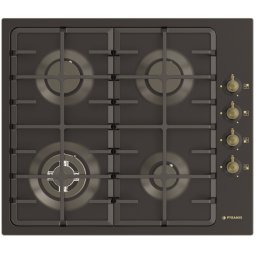 Plita Gaz Pyramis 733071 Rustic Gratar Fonta 4 Arzatoare Wok 2500W Negru