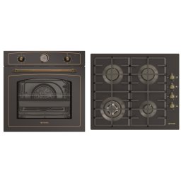 Pachet Cuptor Incorporabil + Plita Pyramis Rustic 73307 Metal 3378W 73L Clasa A Negru