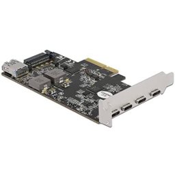 Delock PCI Express x4 card for 4 x USB Type-C + 1 x USB Type-A - SuperSpeed ??USB 10 Gbps - low profile form factor, USB controller 90059