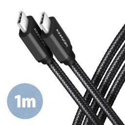 Cablu de Date AXAGON USB-C la USB-C 3.2 Gen 1 PD 60W 3A Aluminiu Impletit 1M Negru