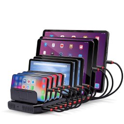 Statie Incarcare Lindy x10 porturi USB A Negru