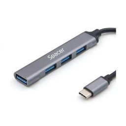 Hub Extern Spacer Porturi 1x USB 3.0 3x USB 2.0 Conectare prin TYPE-C Cablu 1M Argintiu