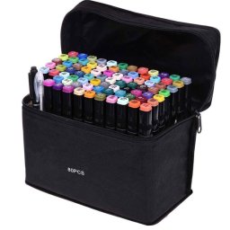 Set Procart X80 Markere Colorate Varf Dublu Geanta Depozitare Negru