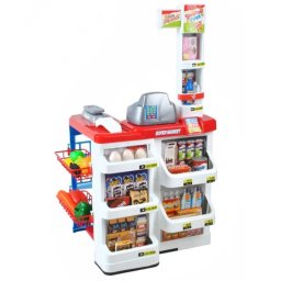 Set Procart Supermaket 24 Accesorii Lumini Efecte Sonore Carucior Cumparaturi Casa De Marcat Multicolor