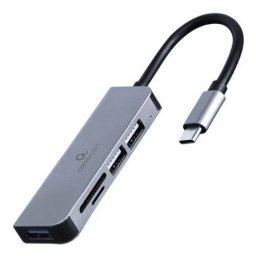 Hub Extern Gembird Porturi 1xUSB 3.1 2xUSB 2.0Conectare prin USB Type-C Suport SD / MicroSD Argintiu
