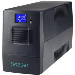 UPS Line Interactive Spacer cu Management 800VA/480W AVR 2 Prize Schuko Display LCD 1 baterie 12V/9Ah Conector USB Combo RJ11/RJ45 Negru