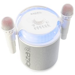 Boxa Karaoke Ibiza Sound 2 Microfoane Wireless Bt/Usb/Msd/Aux Alb