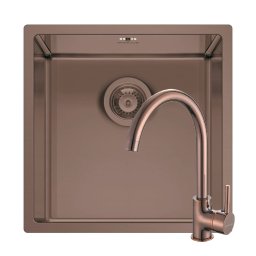 Set Chiuveta Inox + Baterie ECO BELLO Pyramis ASTRIS COLORA 40x40 1B Copper