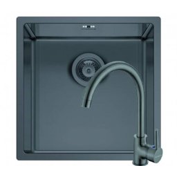 Set Chiuveta Inox + Baterie ECO BELLO Pyramis ASTRIS COLORA 40x40 1B Gun Metal
