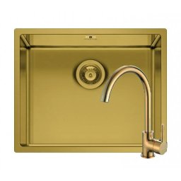Set Chiuveta Inox + Baterie ECO BELLO Pyramis ASTRIS COLORA 50x40 1B Gold