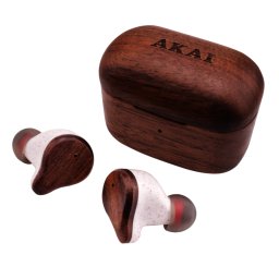 Casti Audio Akai Bluetooth Earbuds Bambus Cu Enc Maro