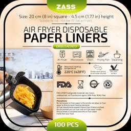 Set Zass 100buc Hartie Copt Airfryer ZPL 04 20cm Patrat Maro