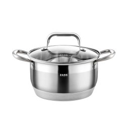 Oala Zass Gourmet Gourmet ZG-SC01-16 Capac Transparent Sticla Baza Multistrat 1.9L Inox Argintiu
