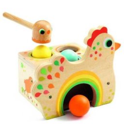 Jucarie de Motricitate Djeco Tapatou Gaina cu Oua din Lemn Multicolor
