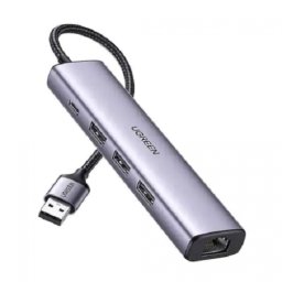 Adaptor Retea UGREEN Extern USB 3.0 (T) La Port Gigabit RJ-45 USB 3.0 x 3 USB Type-C x 1 Argintiu