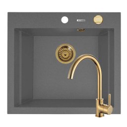 Set Chiuveta Granit + Baterie ECO BELLO Gold Pyramis SIROS 57x51.5 1B Grey
