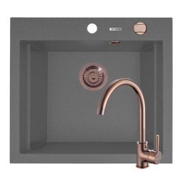 Set Chiuveta Granit + Baterie ECO BELLO Copper Pyramis SIROS 57x51.5 1B Grey