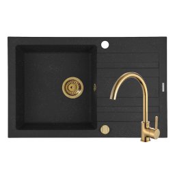 Set Chiuveta Granit + Baterie ECO BELLO Gold Pyramis NAXOS 79x50 1B 1D Black