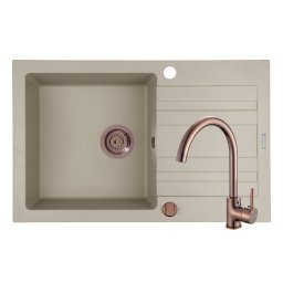Set Chiuveta Granit + Baterie ECO BELLO Copper Pyramis NAXOS 79x50 1B 1D Beige