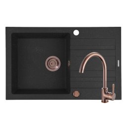 Set Chiuveta Granit + Baterie ECO BELLO Copper Pyramis NAXOS 79x50 1B 1D Black