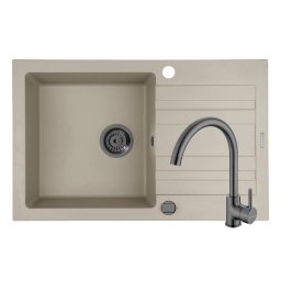 Set Chiuveta Granit + Baterie ECO BELLO Gun Metal Pyramis NAXOS 79x50 1B 1D Beige